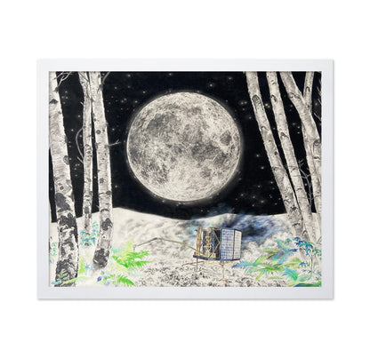 Moonlit Machine in Birch Forest