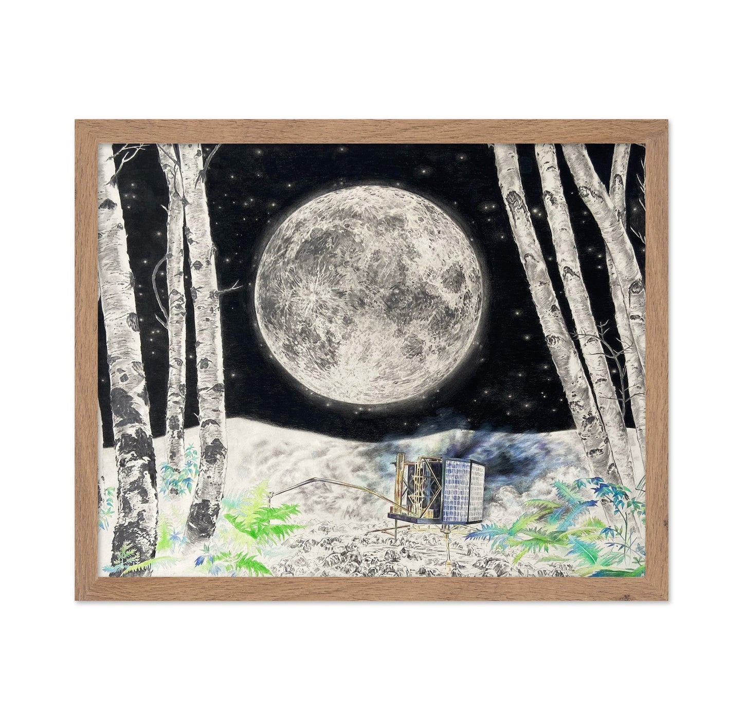 Moonlit Machine in Birch Forest