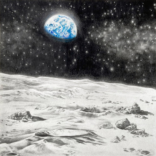 Earthrise Over Lunar Landscape