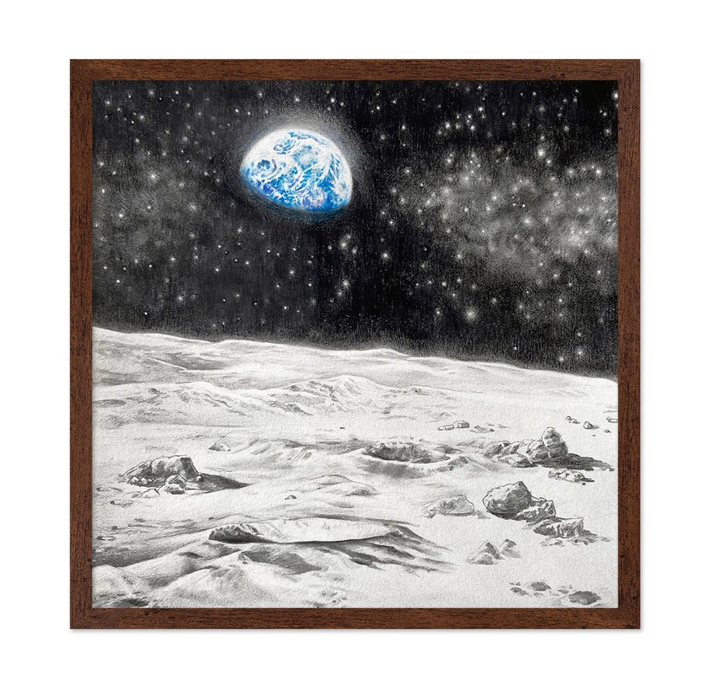 Earthrise Over Lunar Landscape