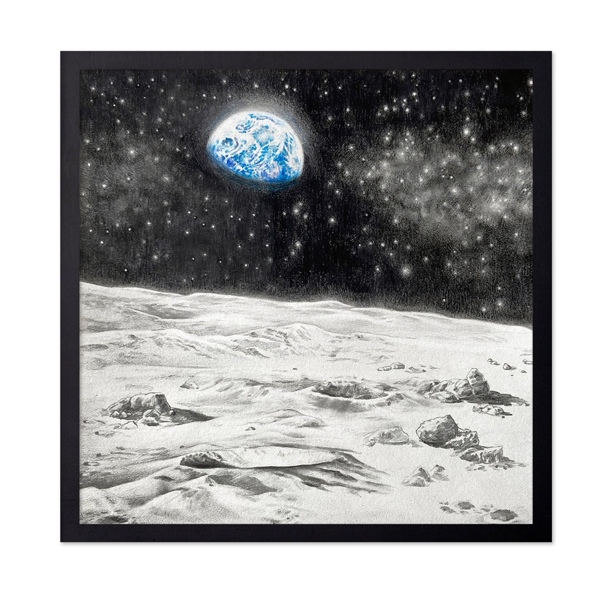 Earthrise Over Lunar Landscape