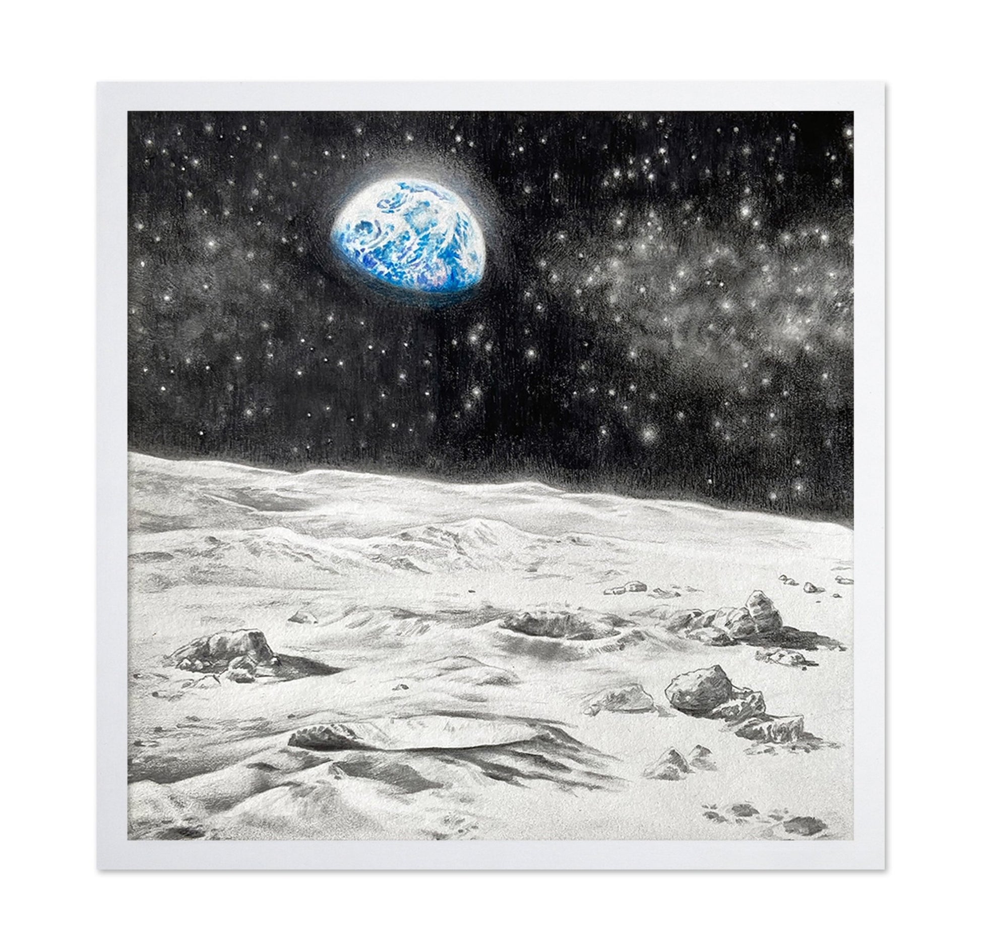 Earthrise Over Lunar Landscape