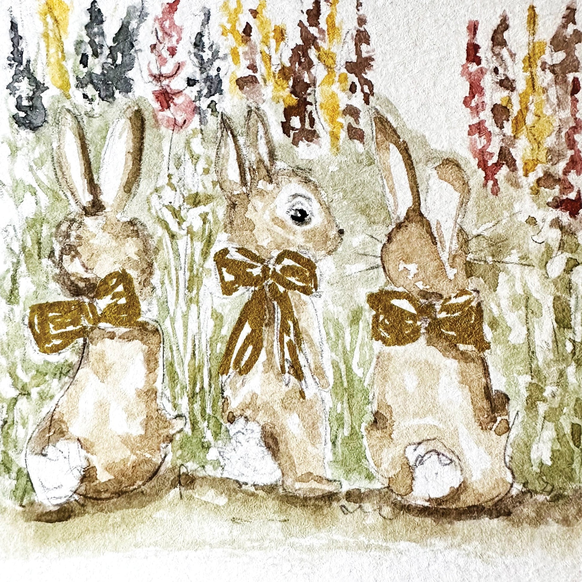 Whimsical Bunnies with Bows