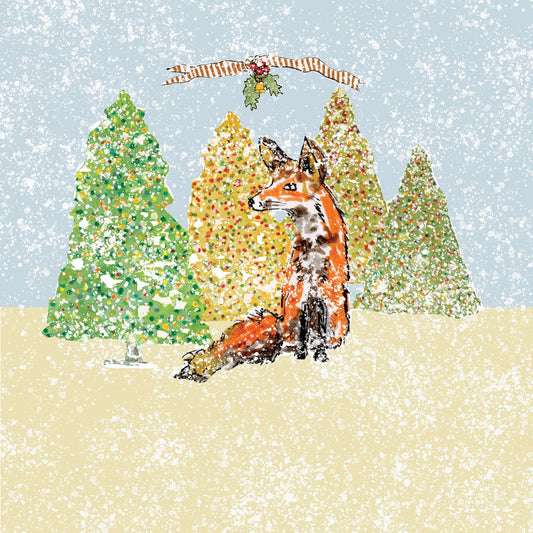 Snowy Fox Holiday Scene