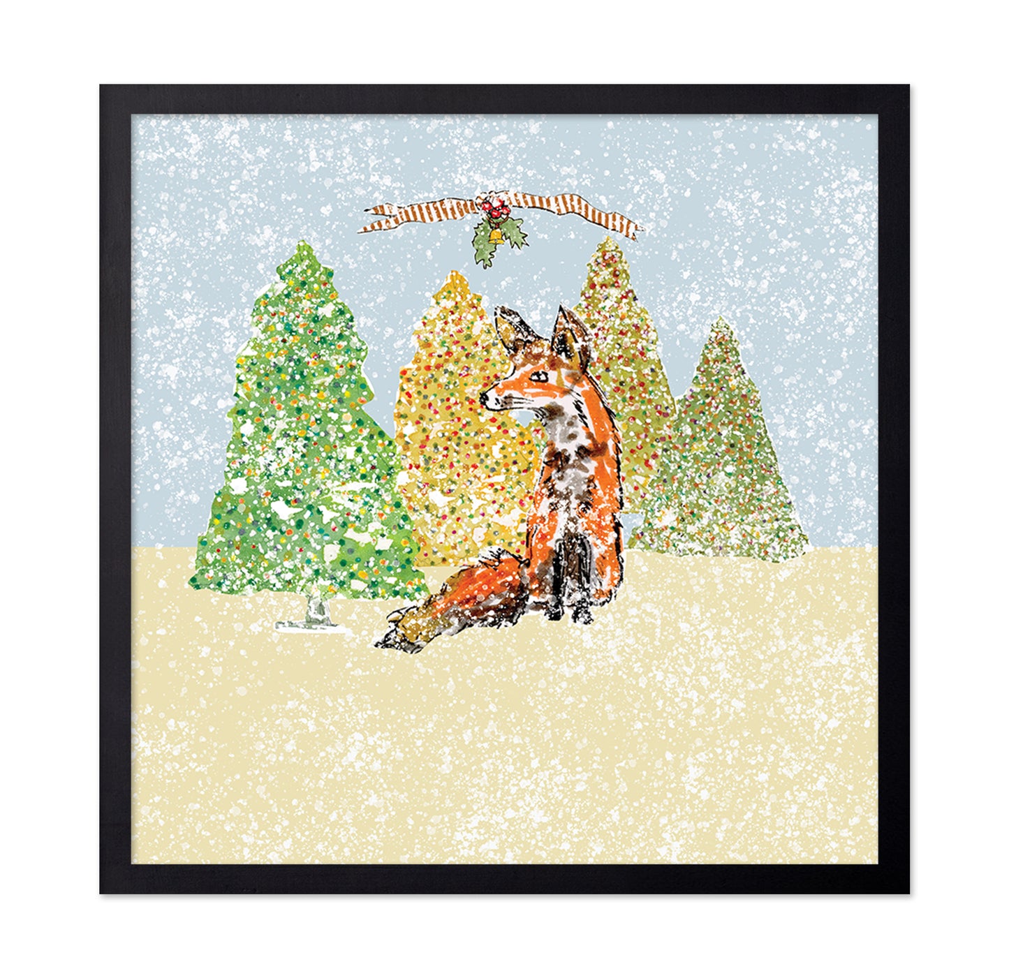 Snowy Fox Holiday Scene