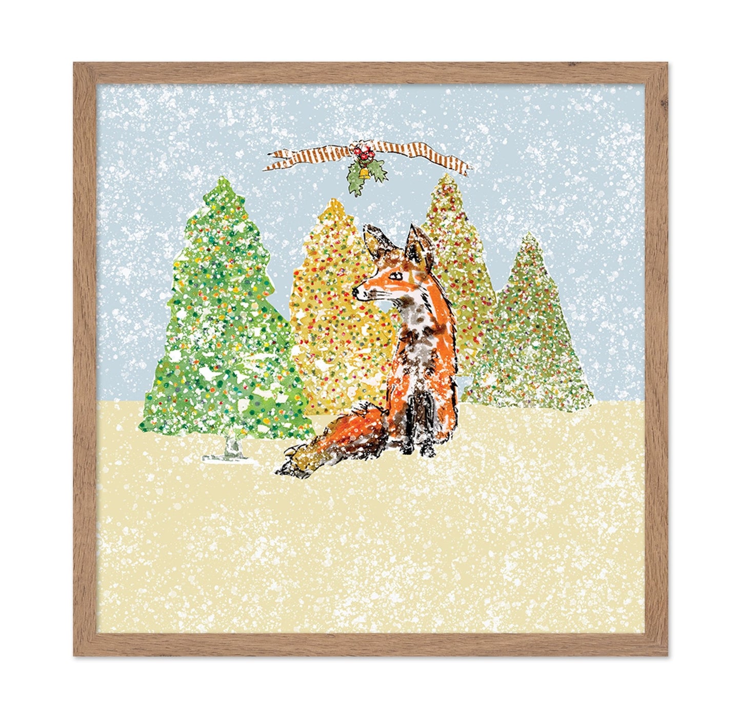 Snowy Fox Holiday Scene