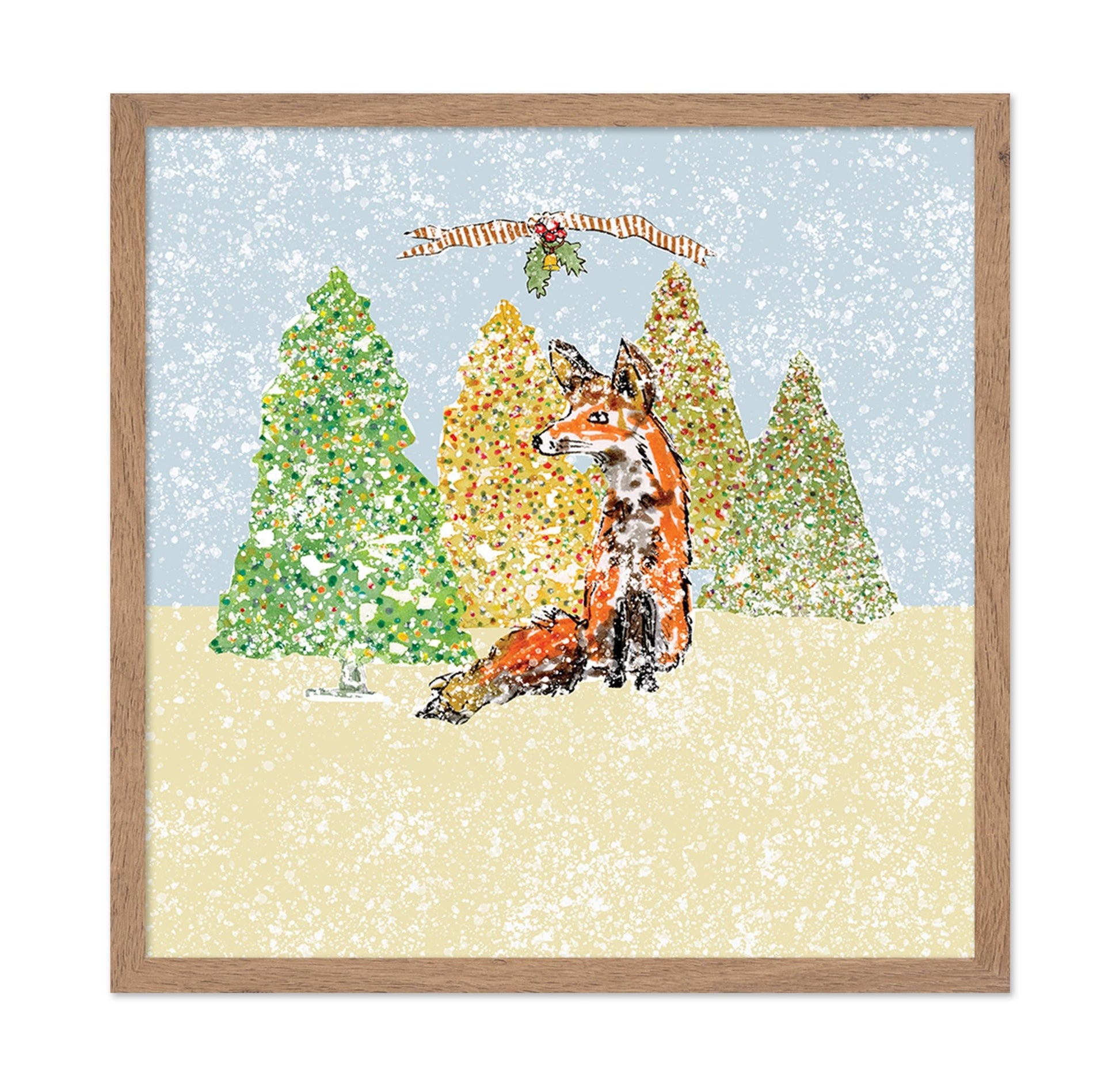 Snowy Fox Holiday Scene