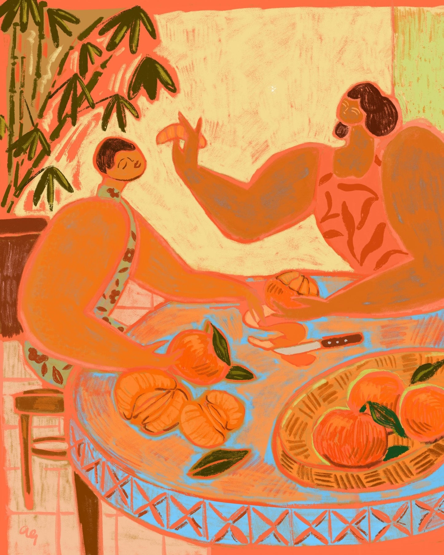 Peeling Oranges Scene