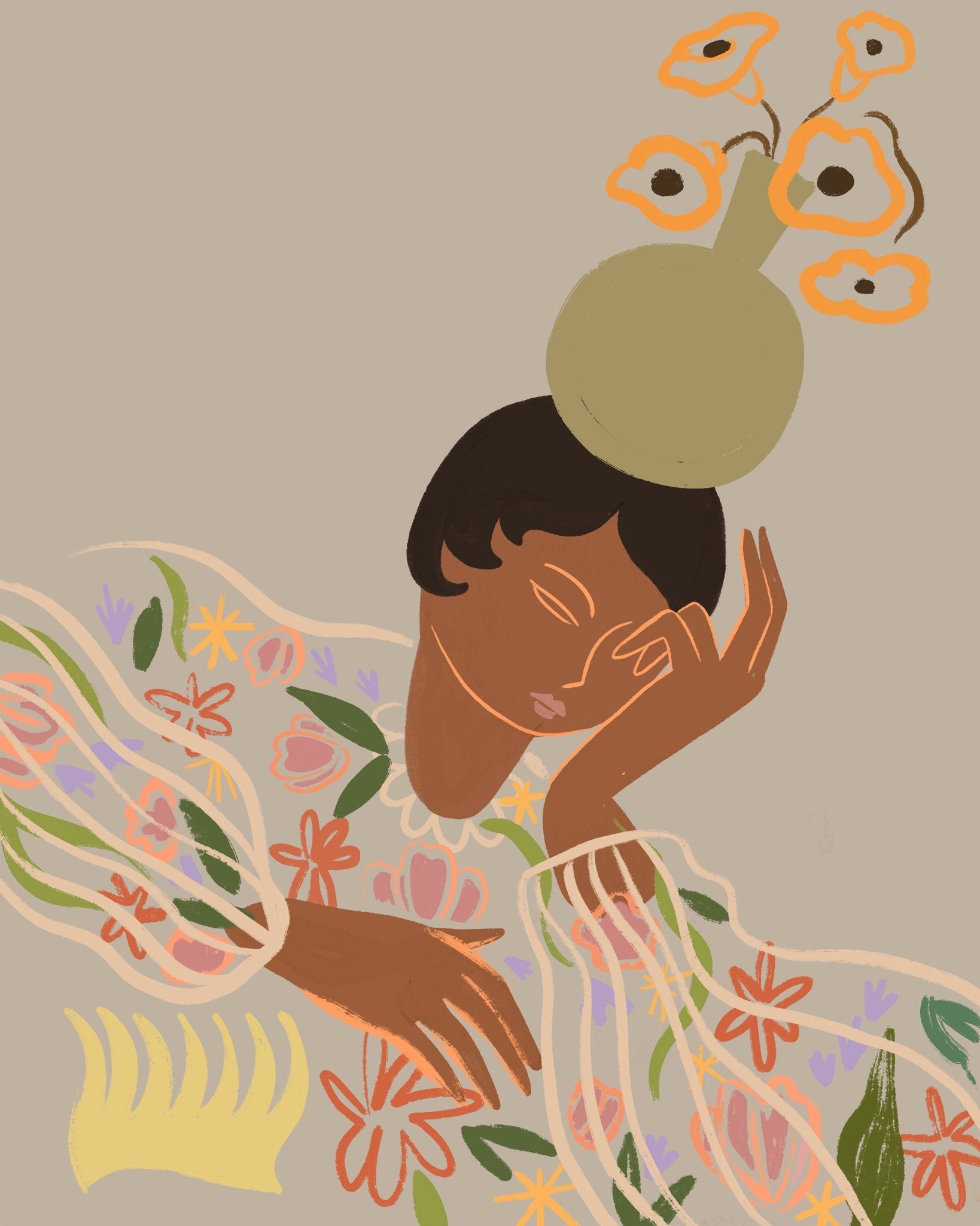 Floral Vase Woman