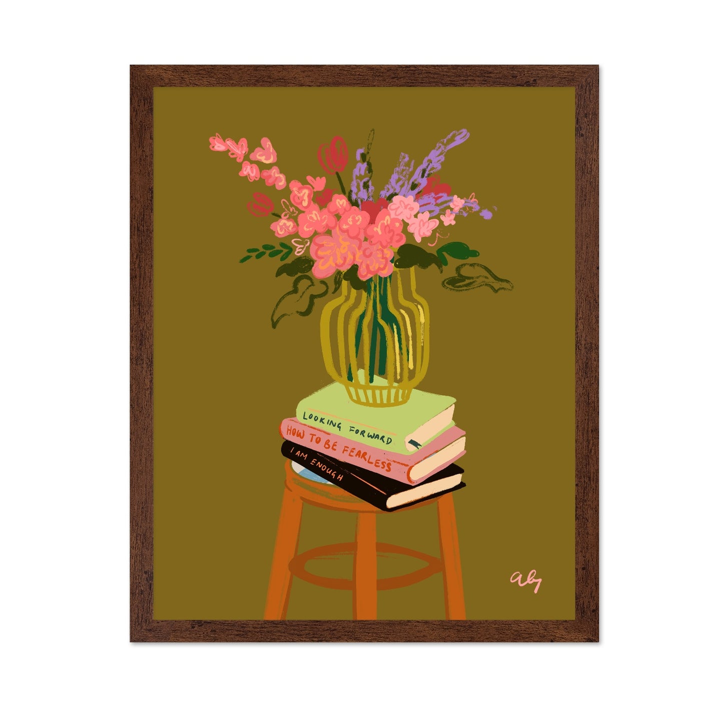 Books And Flowers Still Life