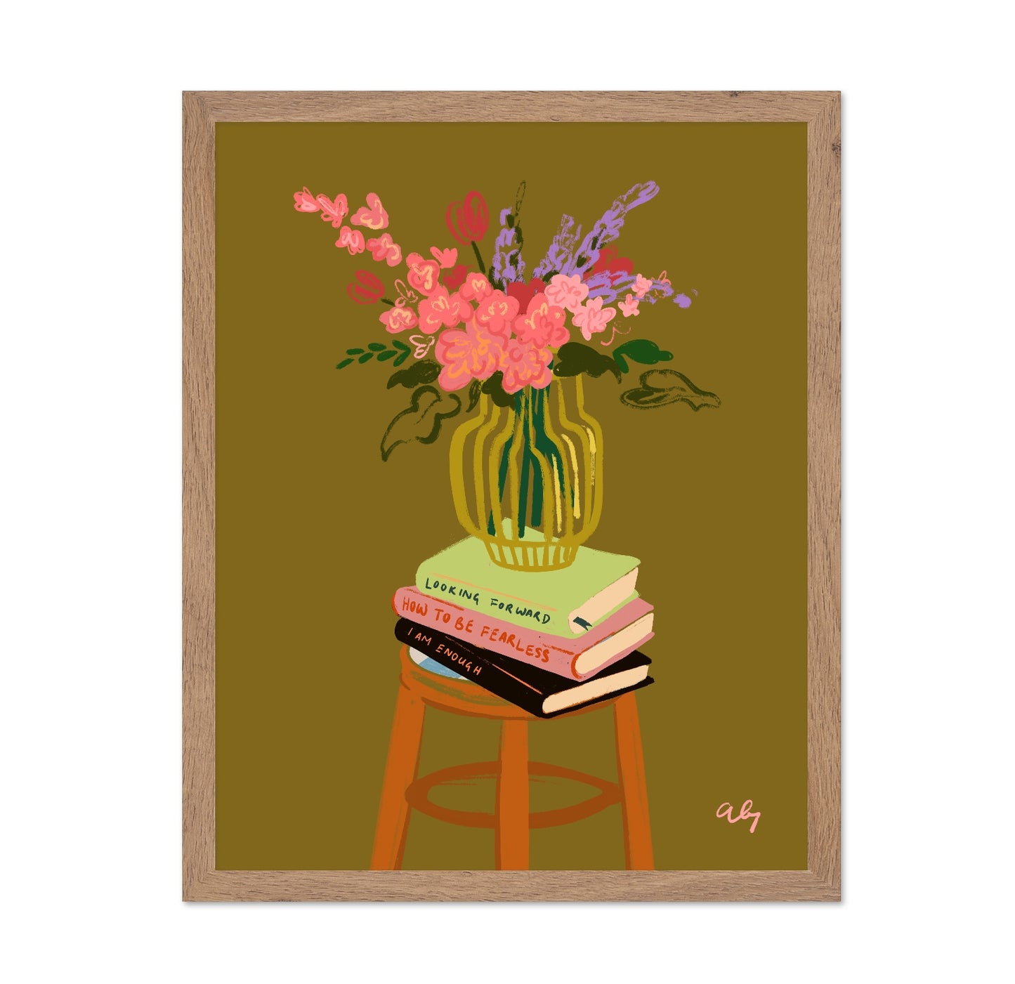 Books And Flowers Still Life