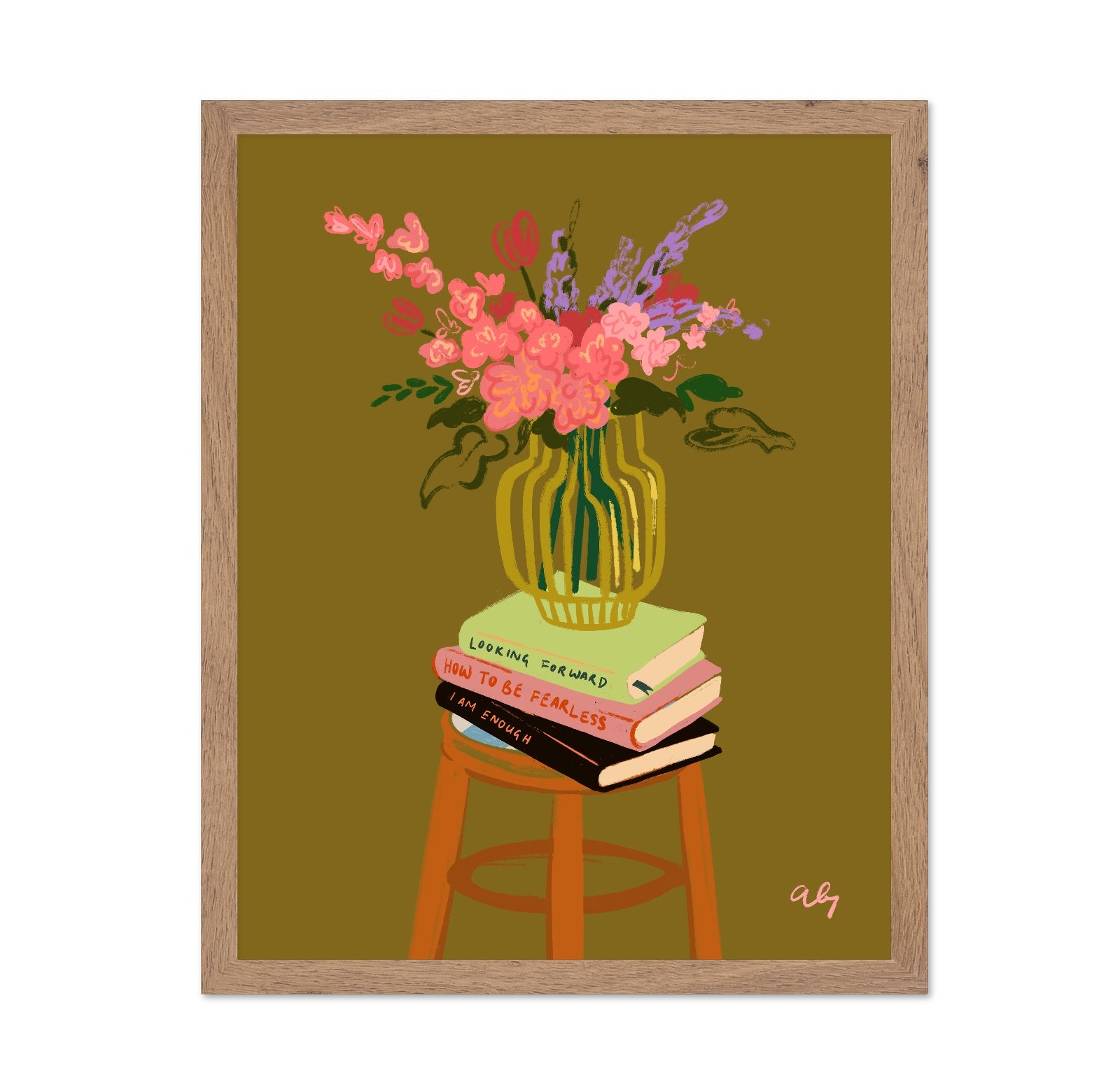 Books And Flowers Still Life