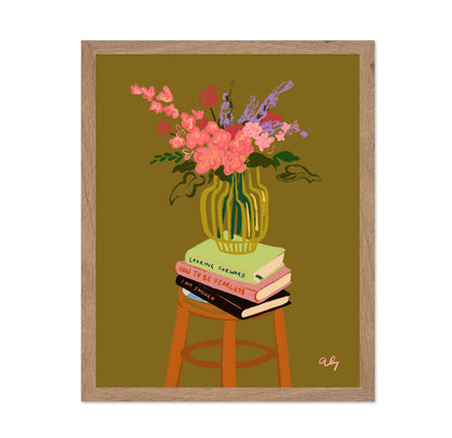 Books And Flowers Still Life