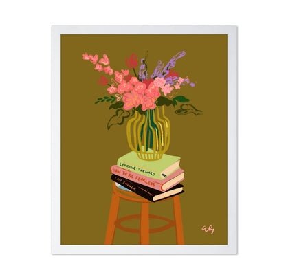 Books And Flowers Still Life