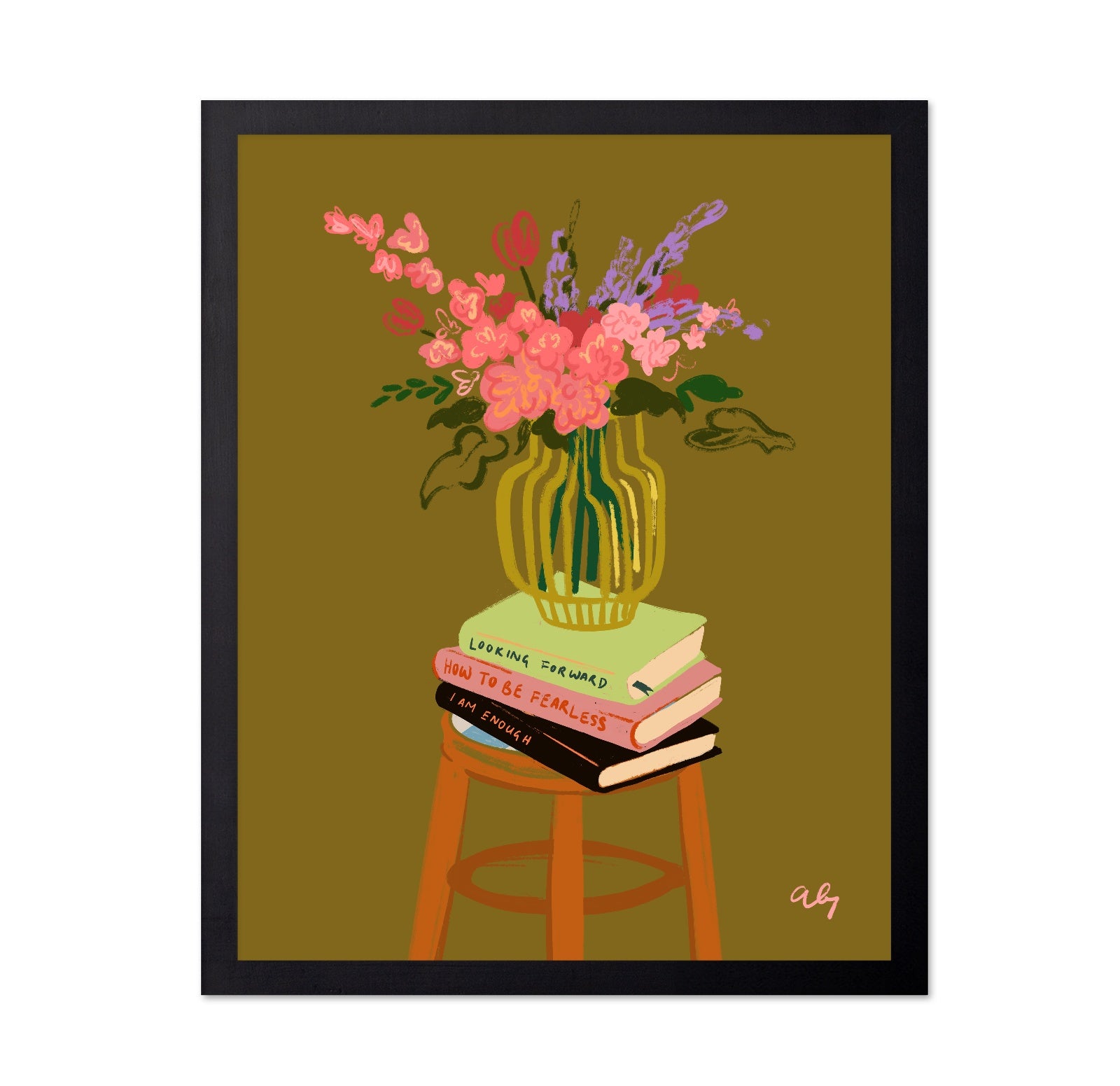 Books And Flowers Still Life