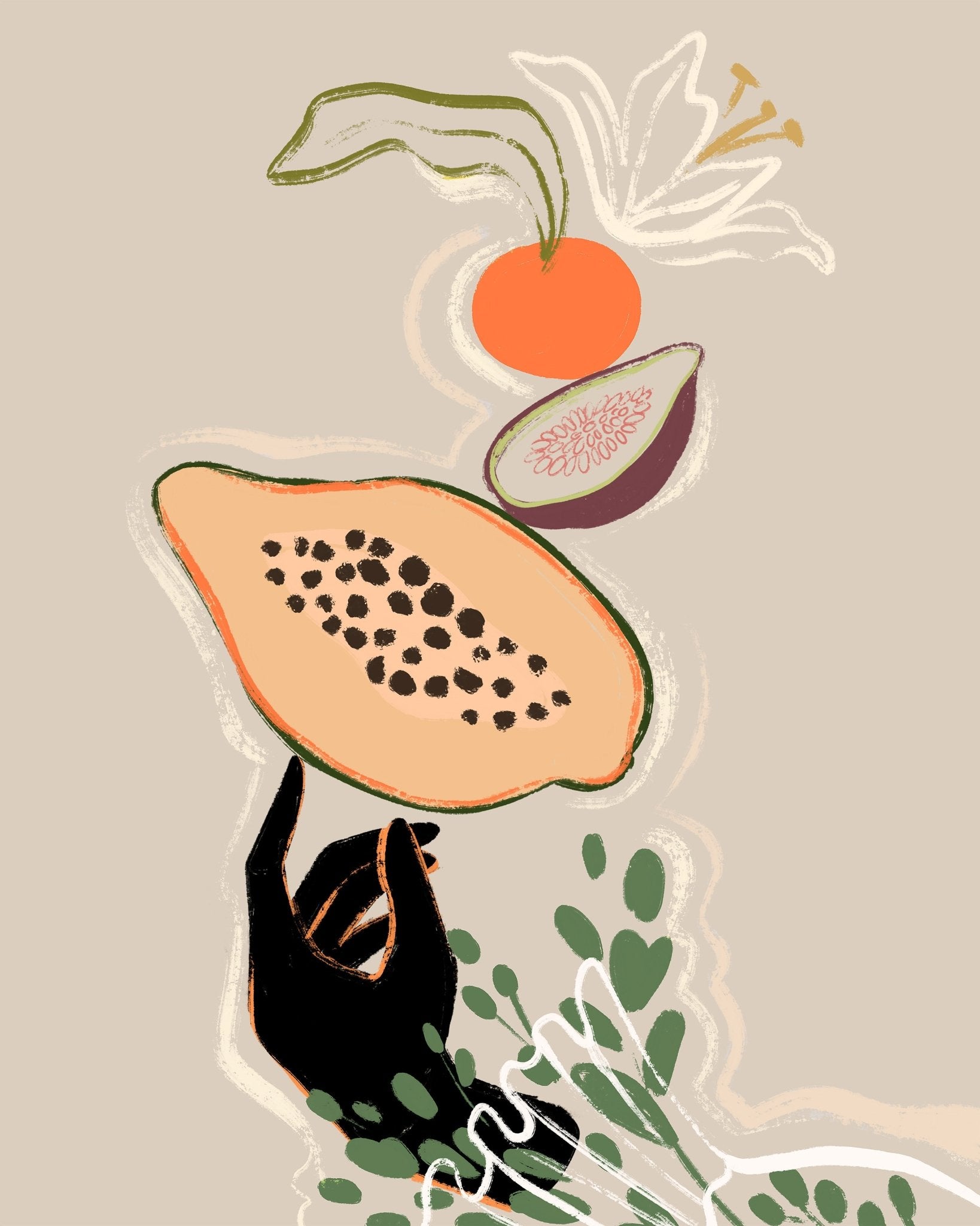 Abstract Papaya and Tropical Fruit