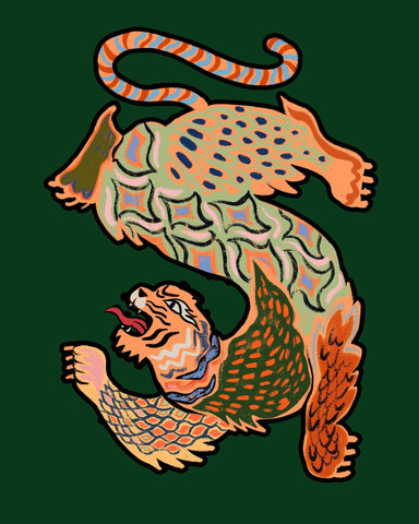 Mythical Winged Tiger Folk Art