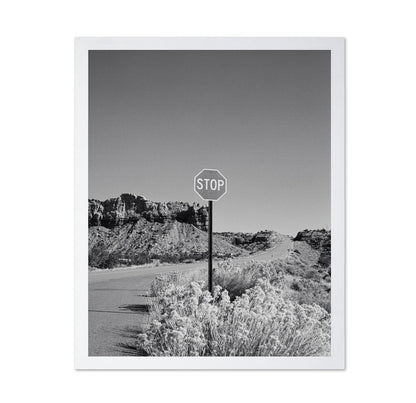 Black and White Desert Stop Sign