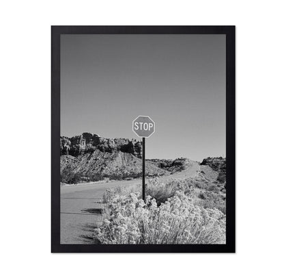 Black and White Desert Stop Sign