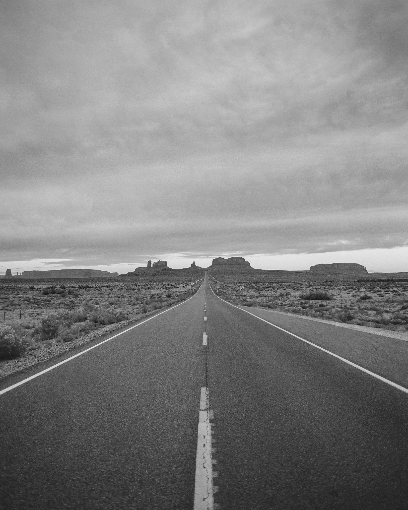 Black and White Desert Highway