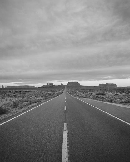 Black and White Desert Highway