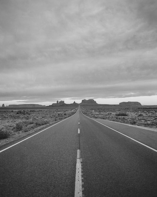 Black and White Desert Highway