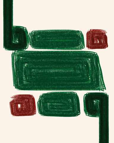 Green and Red Asymmetrical Geometric Blocks