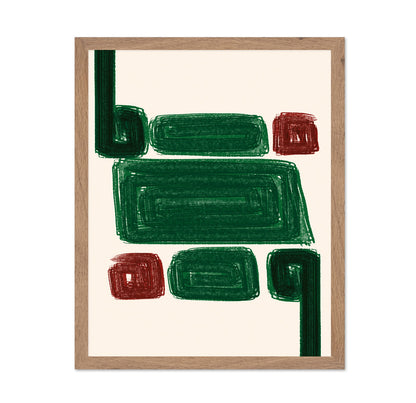Green and Red Asymmetrical Geometric Blocks