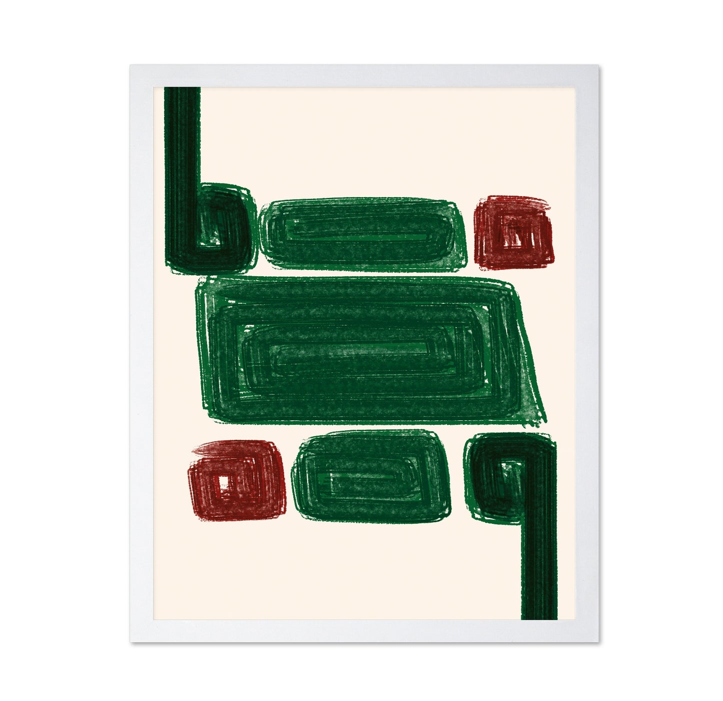 Green and Red Asymmetrical Geometric Blocks