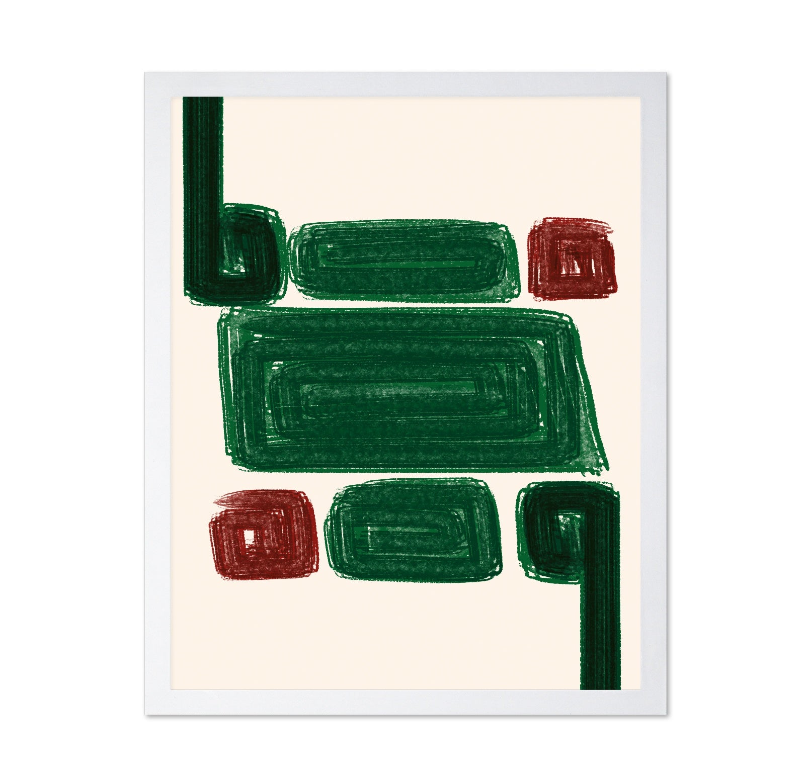 Green and Red Asymmetrical Geometric Blocks