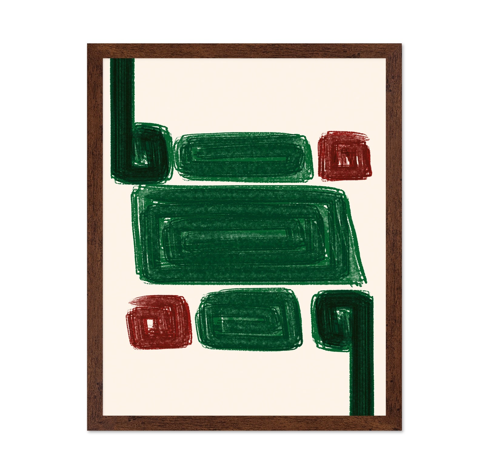 Green and Red Asymmetrical Geometric Blocks