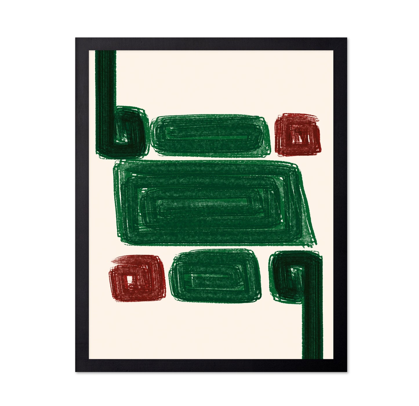 Green and Red Asymmetrical Geometric Blocks