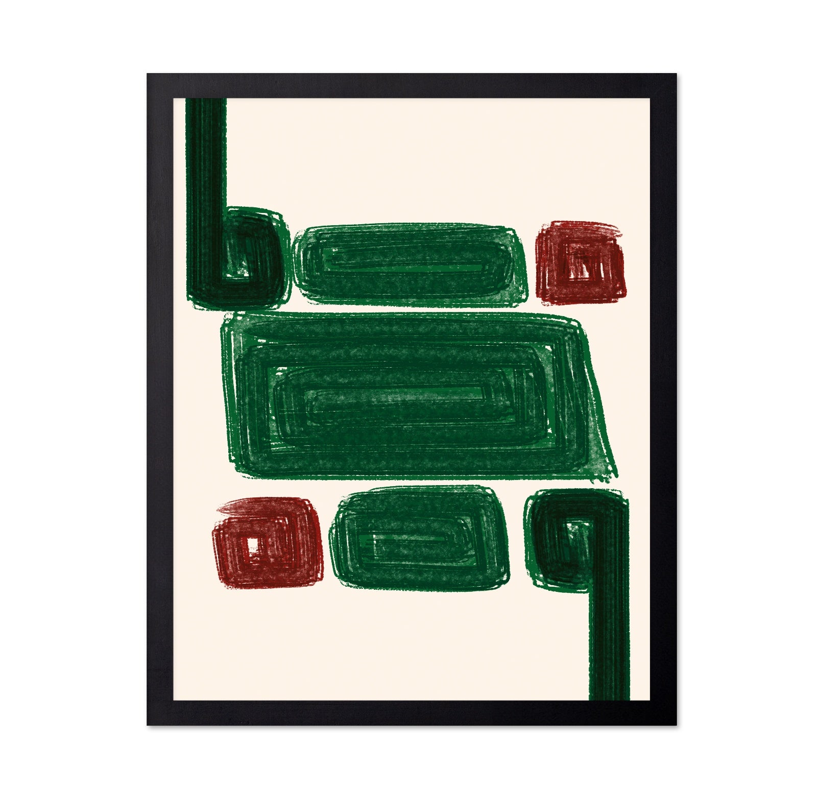 Green and Red Asymmetrical Geometric Blocks