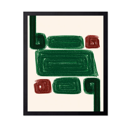 Green and Red Asymmetrical Geometric Blocks