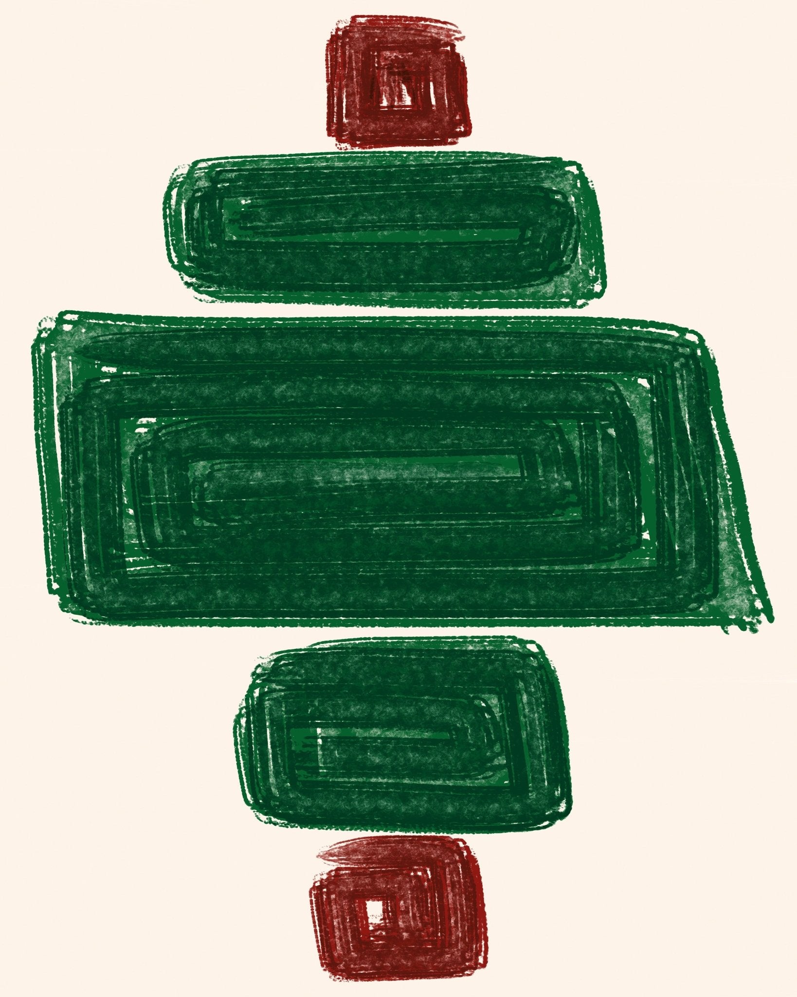 Green and Red Geometric Minimalist Blocks