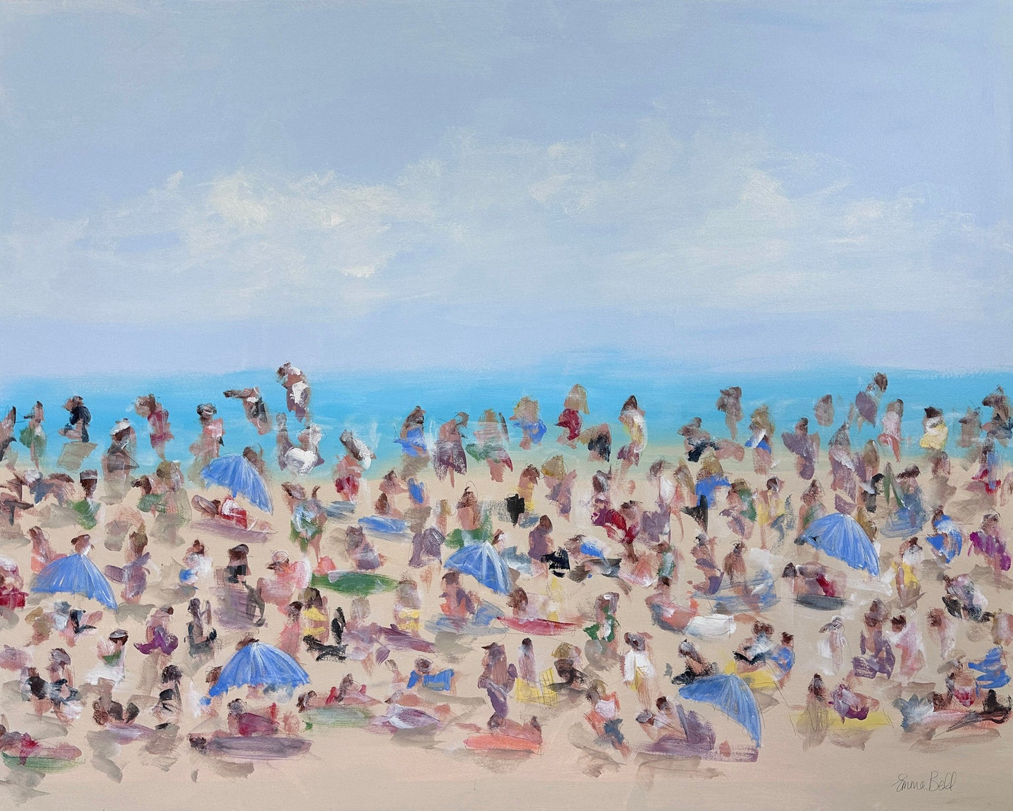 Busy Beach Crowd Scene