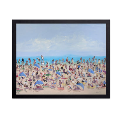 Busy Beach Crowd Scene