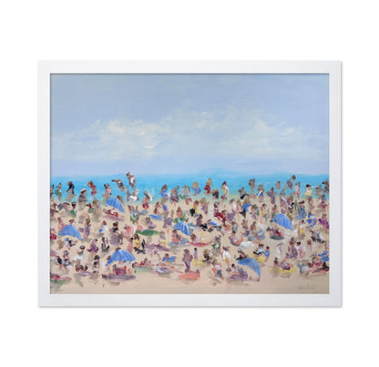 Busy Beach Crowd Scene