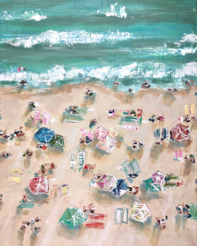 Aerial Beach Umbrella Scene