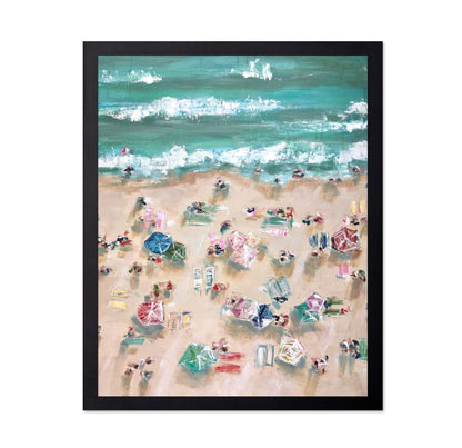 Aerial Beach Umbrella Scene