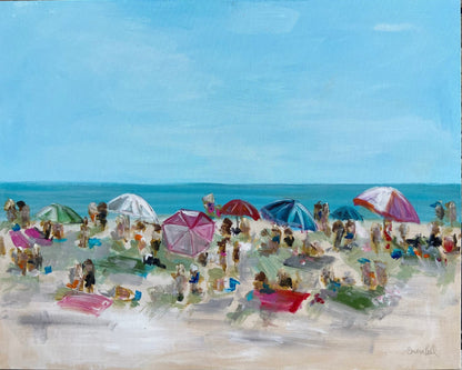 Colorful Beach Crowd Scene