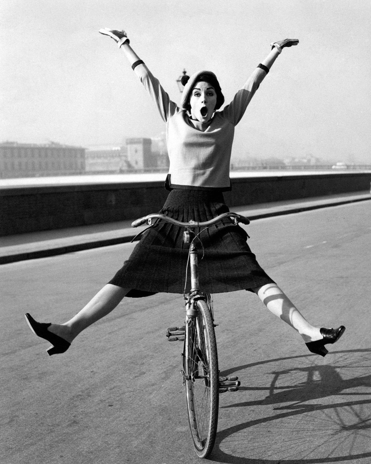 Woman Balancing Bicycle 1960s