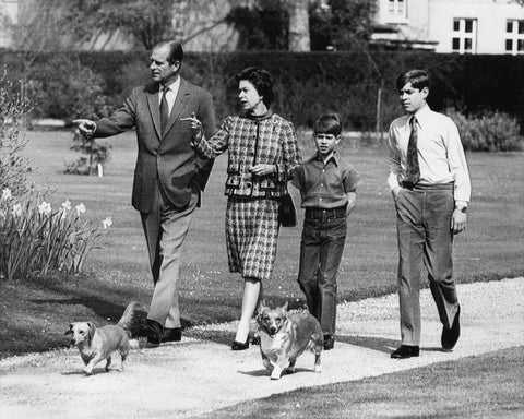 Royal Family Walking With Dogs 1973 Queen Elizabeth