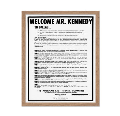 John F. Kennedy Dallas Broadside 1963