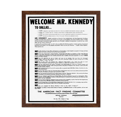 John F. Kennedy Dallas Broadside 1963