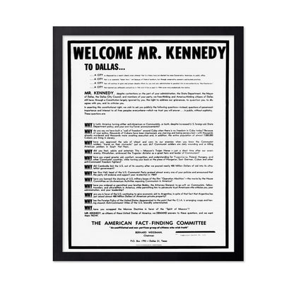 John F. Kennedy Dallas Broadside 1963