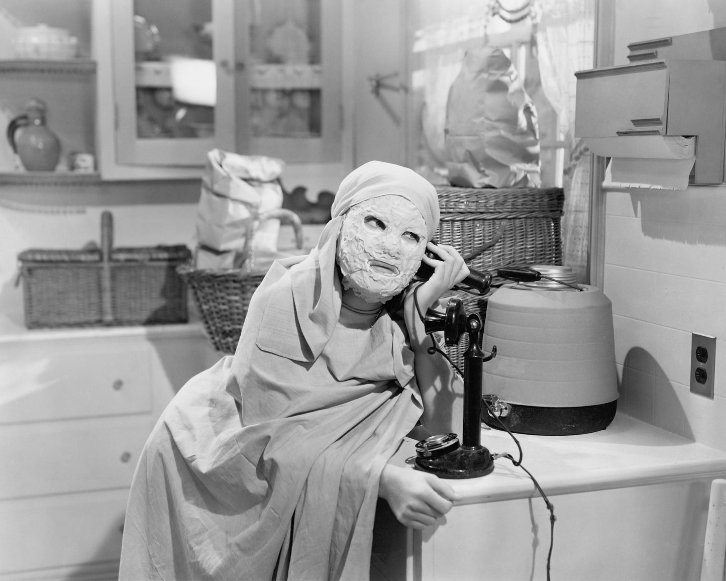 Masked Woman Phone 1930s