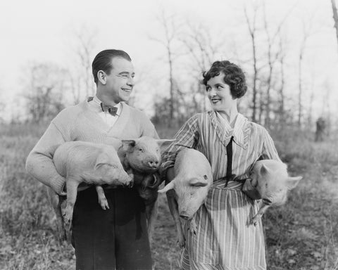 Couple With Piglets 1920s