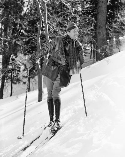 Vintage Skiing Scene
