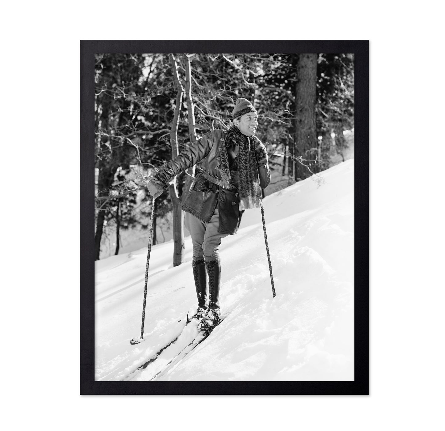 Vintage Skiing Scene